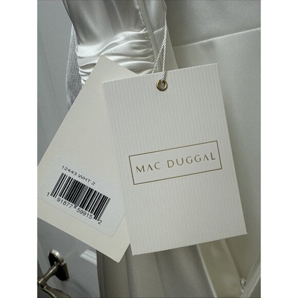 Mac Duggal Size 2 White 12448 Satin V-neck Sleeveless Formal Dress Prom Wedding - Picture 11 of 11